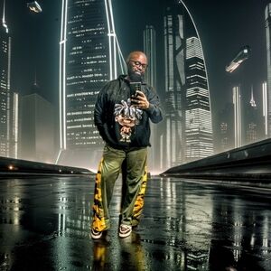 Men's Black and Yellow Jeans